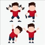 四款正在举哑铃的卡通人物