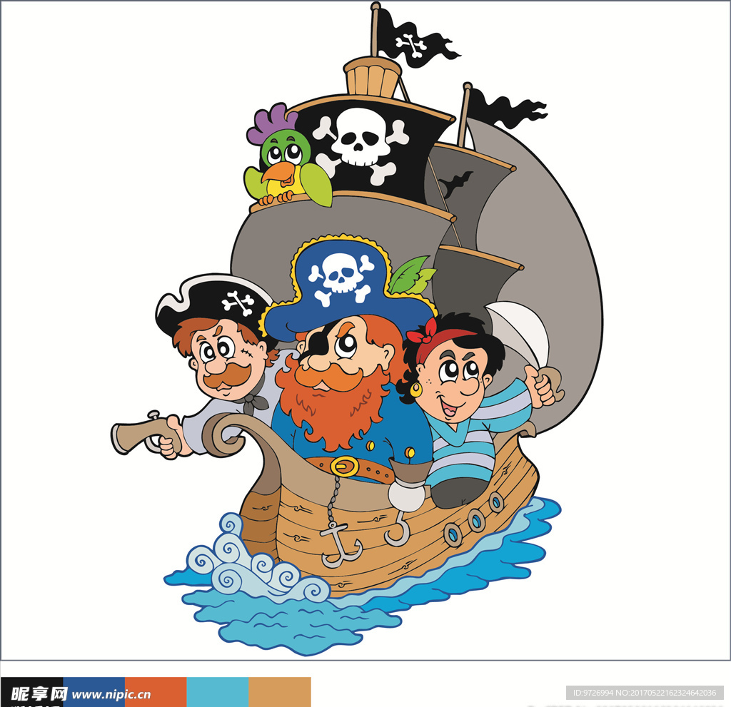卡通海盗船矢量图下载