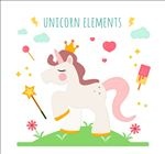 卡通白色独角兽矢量素材