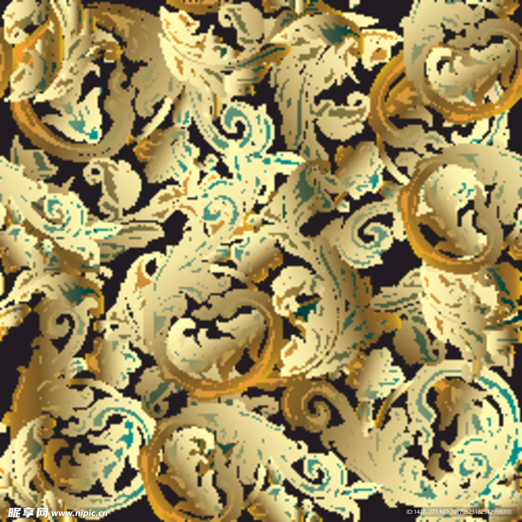 无缝古典花纹时尚底纹背景