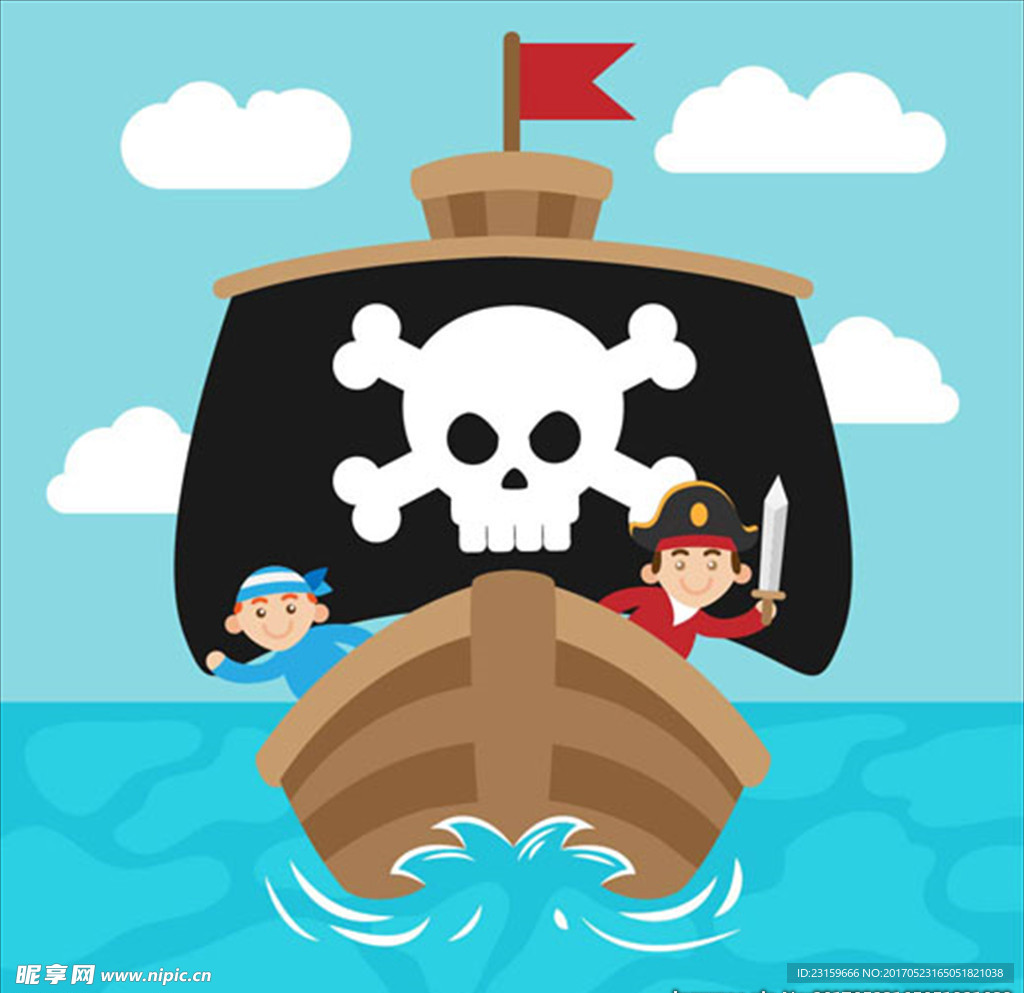 卡通海盗船背景