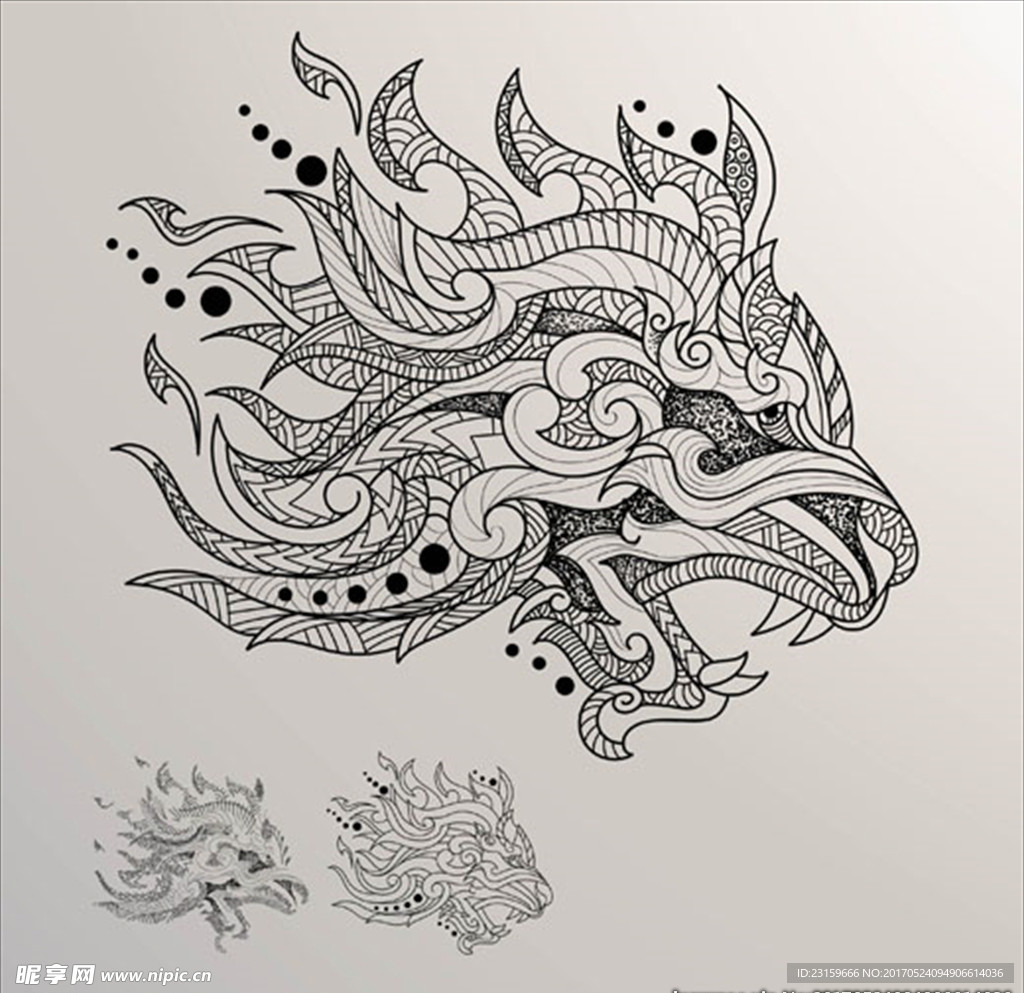 手绘狼头