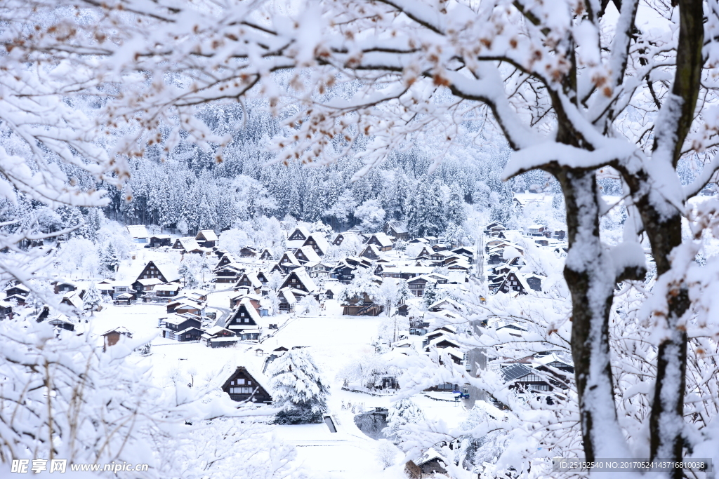 雪中的茅草房