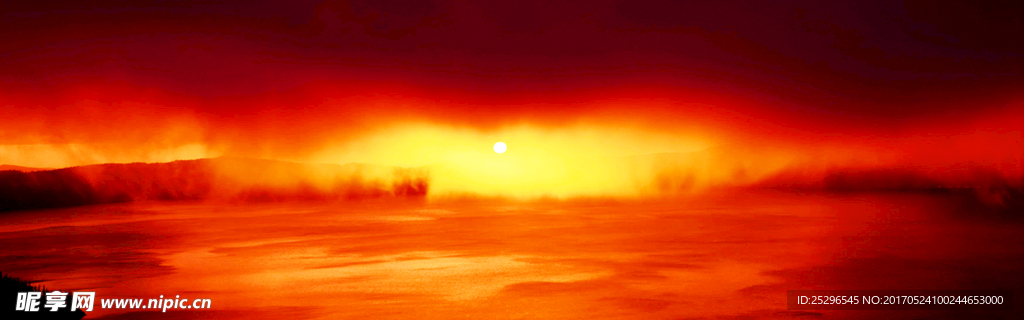 红色夕阳油画床头画框
