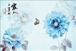 北欧手绘抽象油画花朵电视背景墙