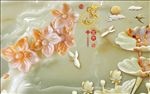 家和富贵浮雕花九鱼孔雀牡丹