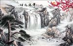 松鹤延年梅花迎客松中式电视背景
