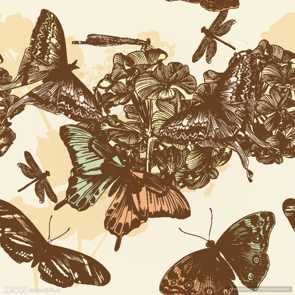 蝴蝶与花鸟图案