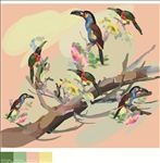 花朵花卉大嘴鸟矢量图