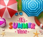 沙滩上的彩色雨伞旅行海报