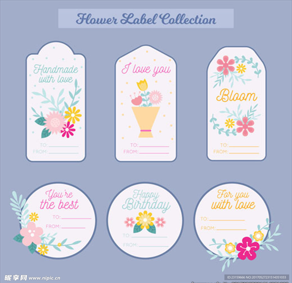 平面漂亮的花卉标签