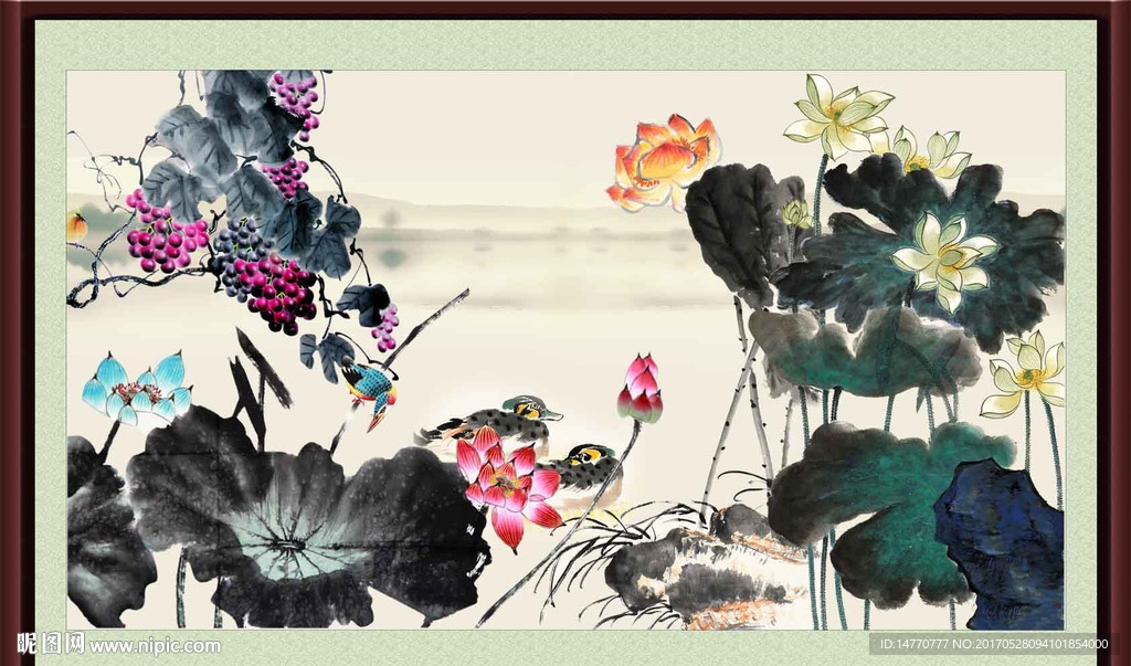 水墨荷花图