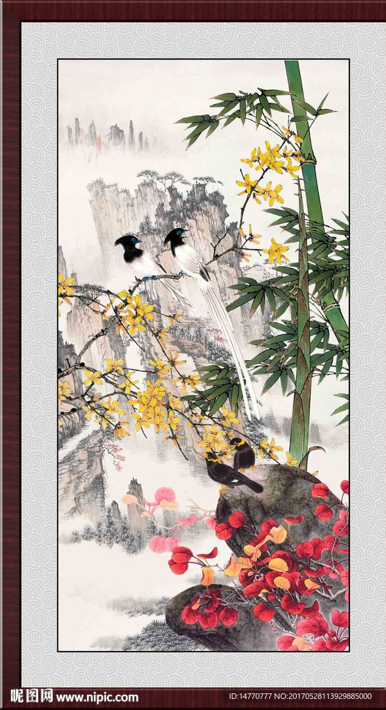 竹子花鸟图