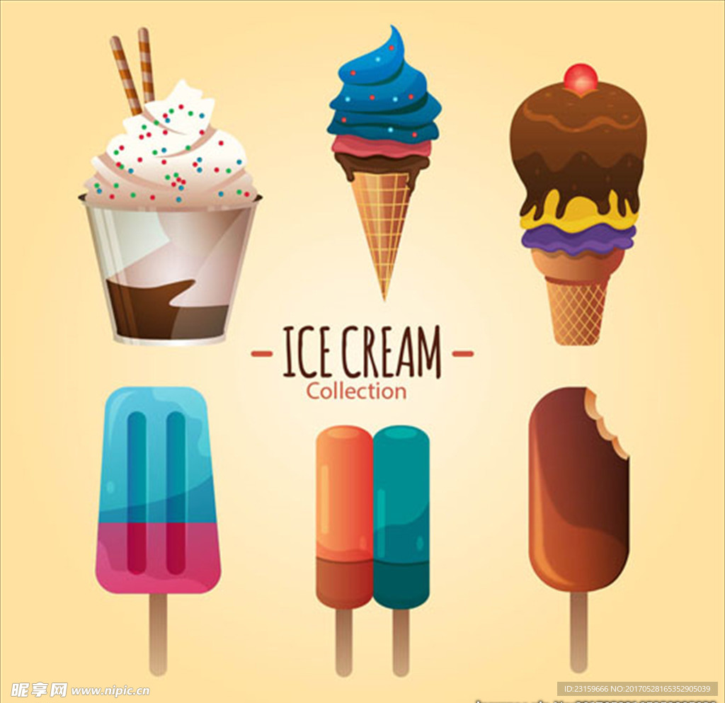 不同口味的美味冰淇淋