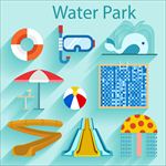 平面水上公园和夏季元素