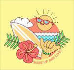愉快的冲浪夏季插图