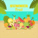 夏日海滩上的水果