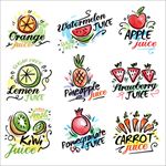 水彩手绘水果蔬菜汁标签