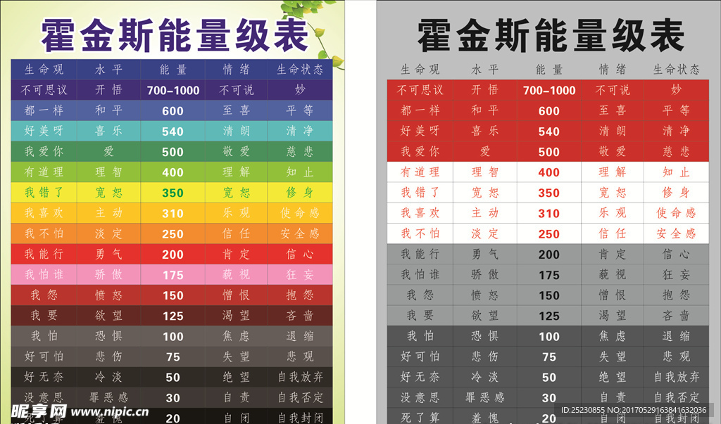 霍金斯能量等级表