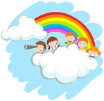 站在彩虹云端上的孩子