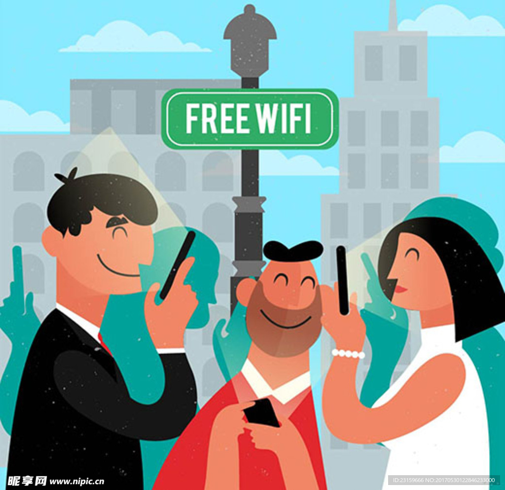 卡通免费wifi海报