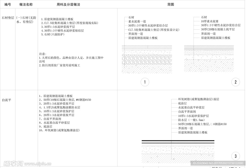 大理石楼面及自流平cad详图