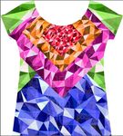 立体彩色宝石棱块图案服装设计