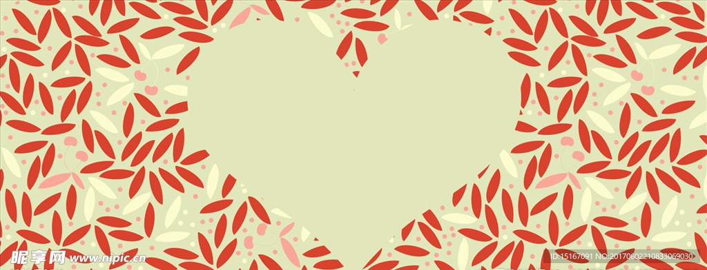爱心红色小树叶背景设计