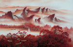 天门山   朱砂画