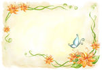 尖角花藤蔓蝴蝶花边框