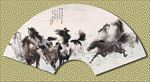 八骏图扇面设计图