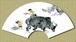 牧童骑黄牛扇面设计图