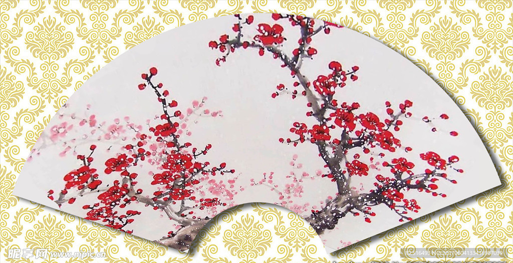 梅花扇面设计图