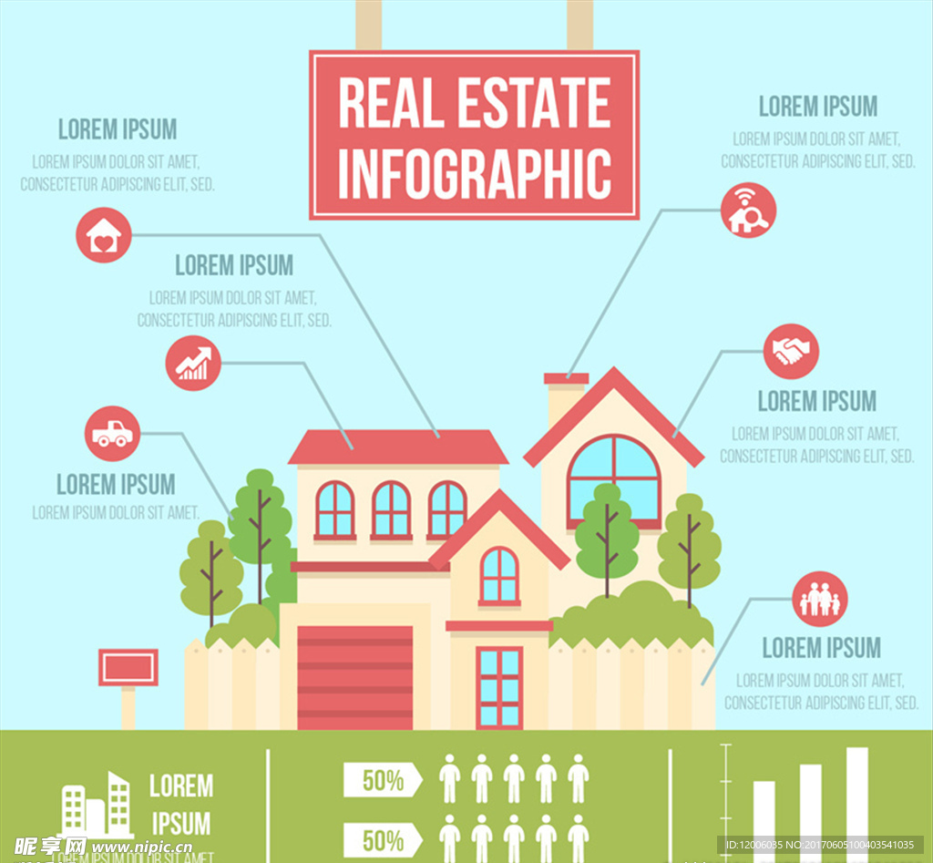创意不动产信息图矢量素材