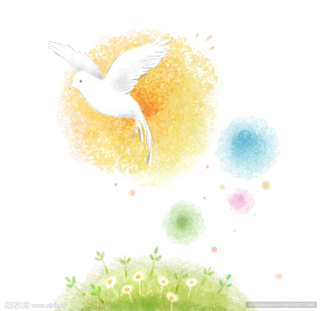 唯美白鸽梦幻背景素材