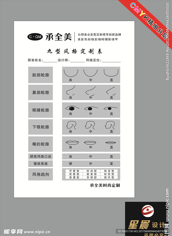 九型风格定制表