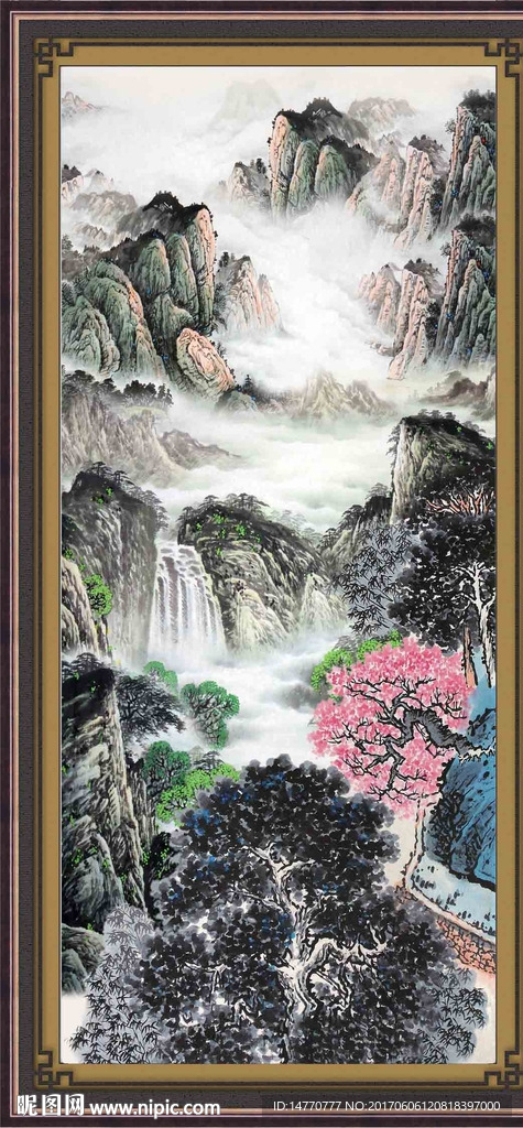 竖幅国画山水
