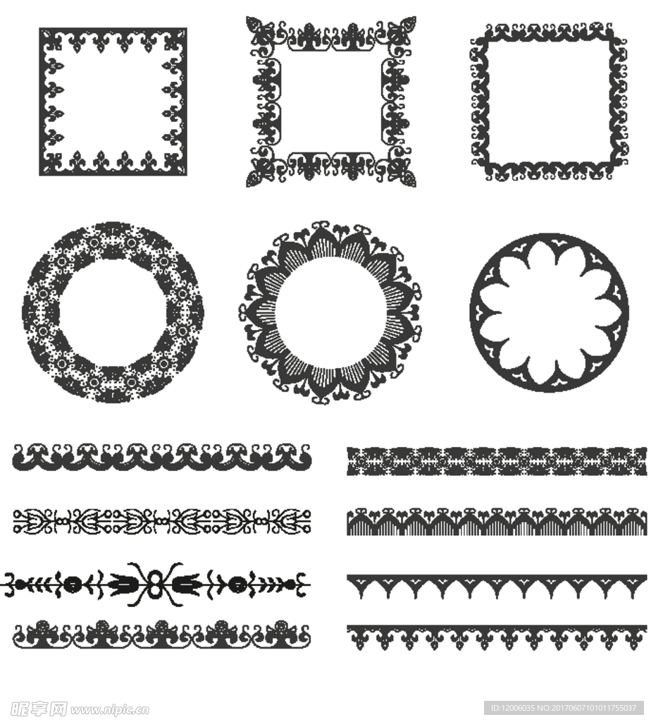 多款黑色边框底纹矢量素材