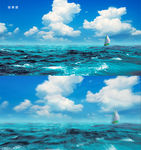 梦幻蓝天白云碧海流水高清视频