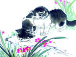 水墨画猫