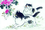 水墨画猫