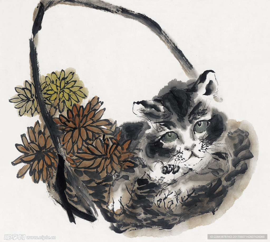 水墨画猫