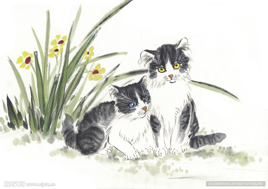水墨画猫