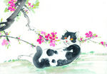 水墨画猫