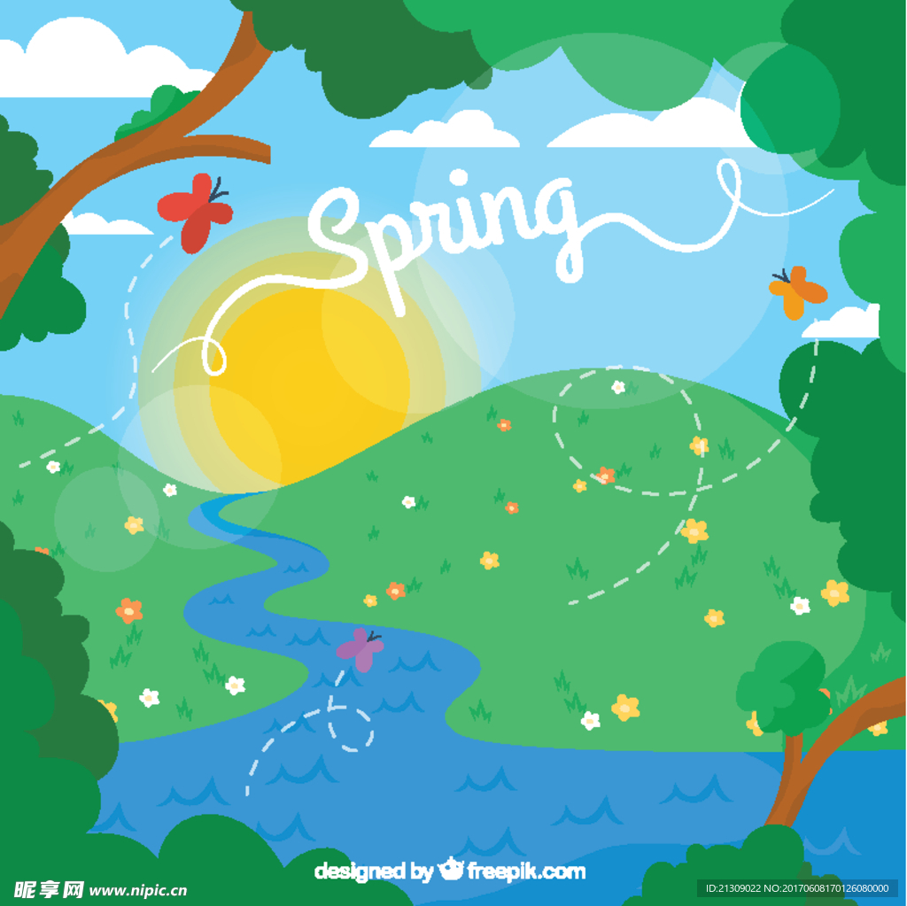 卡通春天的风景