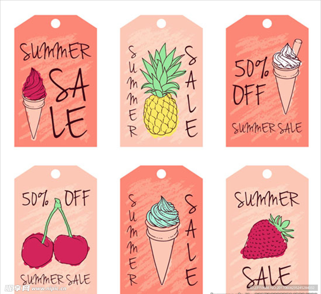 五彩缤纷的夏季促销吊牌