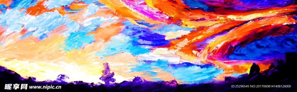 抽象炫彩天空艺术画框