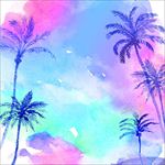 水彩棕榈树天空背景