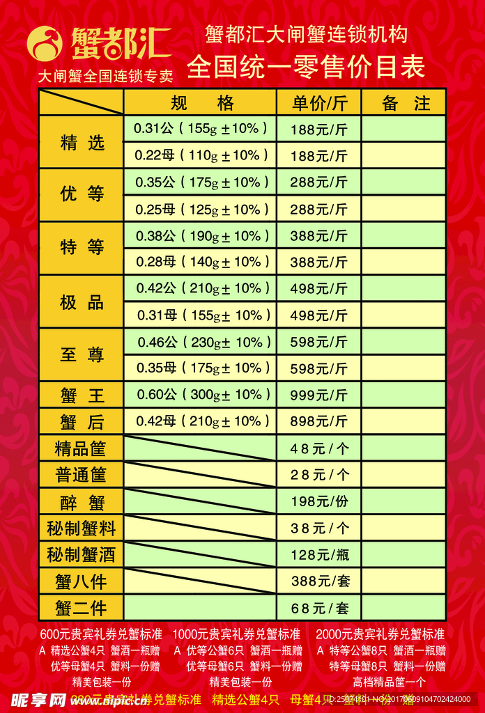 蟹都会价目表