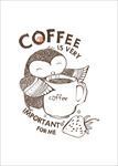 手绘卡通猫头鹰咖啡杯矢量图下载